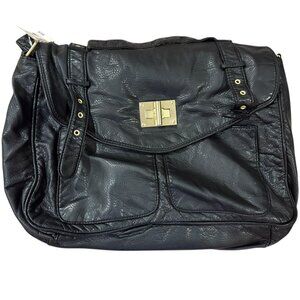 Aeropostale Faux Leather Messenger Bag – Black (Buckle)